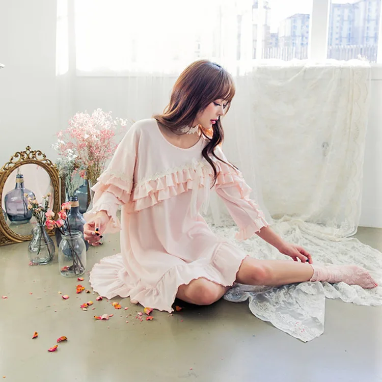 Yomrazl A845 New arrival summer daily women's nightgown 1 piece sleep wear sweet sleep dress