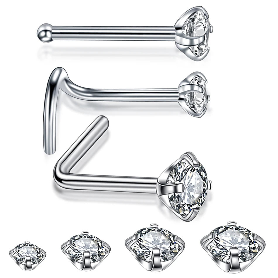 1PC 20G Acero nariz Stud Piercing Nariz cristal narina Pircing Nez pendientes nariz Pin Sexy cuerpo Piercing joyería para Mujeres Hombres