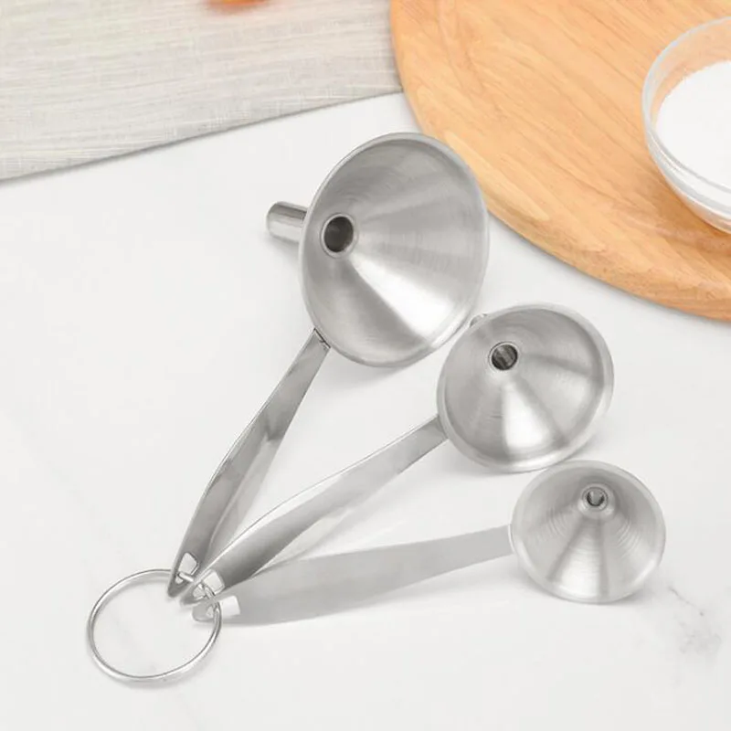 

3pcs/set Stainless Steel Mini Kitchen Funnel for Transferring Liquid Wide Mouth Canning Hopper Kitchen Tool ZA6782