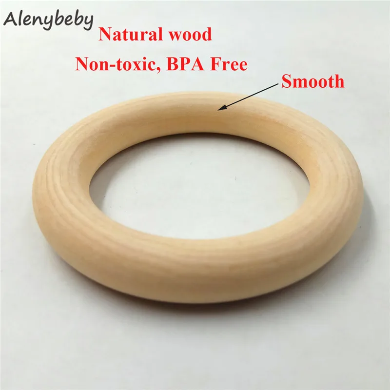 50pcs Baby Wooden Ring Teether Nature Montessori Baby Toy Organic Infant Teething Teether Toy Accessories Wooden Ring Bangle