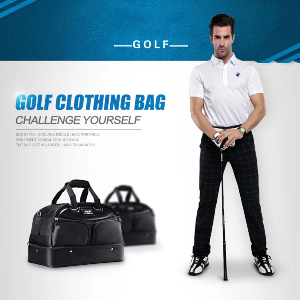 Golf Clothing Bag Men Black Shoes Package Bags Large Capacity Double-deck Clothes Bag