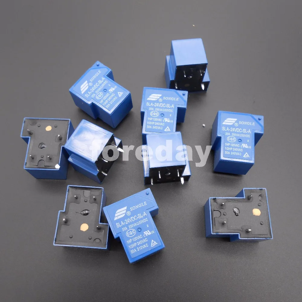 

HQ 50PCS Blue SLA-24VDC-SL-A 4 Pins SONGLE R Power Relay 24V DC SPST SLA Original 30A Switching 20A/30VDC 250VAC NEW*FD439X50