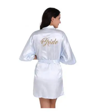 Light blue robe gold writing kimono bridal party robe bridesmaid sister mother of the groom bride robes wedding best gift