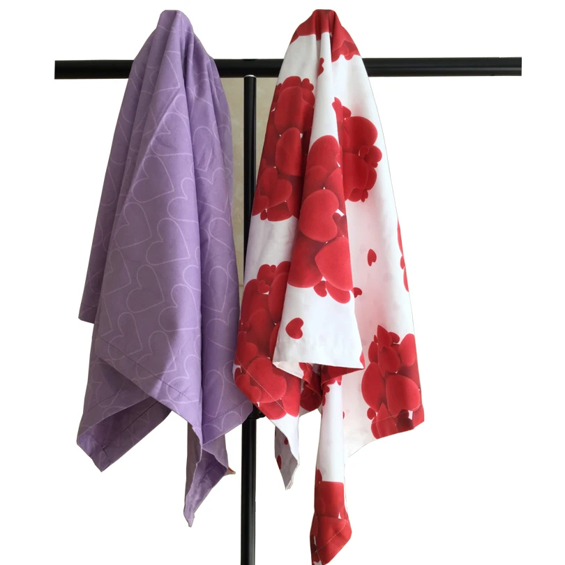 Zipsoft Kids Bath Towels Purple Red Love 50*90cm Beach Capes Woman Girls Swimming Microfiber Sports Camping Outdoor Swimwear New