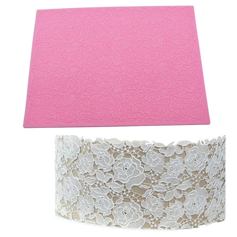 

Large Rose Flower Lace Mat Silicone Mold Fondant Cake Border Cake Decorating Tool Chocolate Gum Paste Sugar Craft Moulds