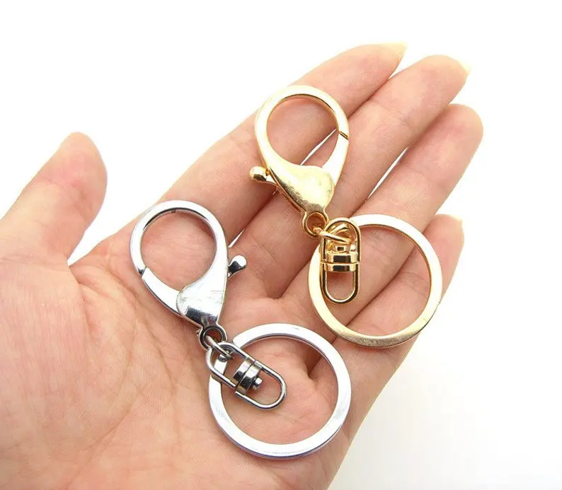 

Free Shipping 30pcs Silver tone/Golden Heavy Strong Lobster Clasp Circle Clasp Key Chain Ring Connector Pendant Charm/Finding