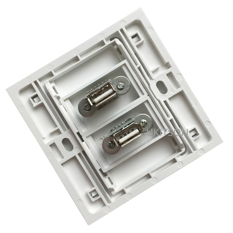Dual USB2.0 Port Wall Panel Outlet 2 USB Socket Faceplate 86x86mm For Data Transfer image 5
