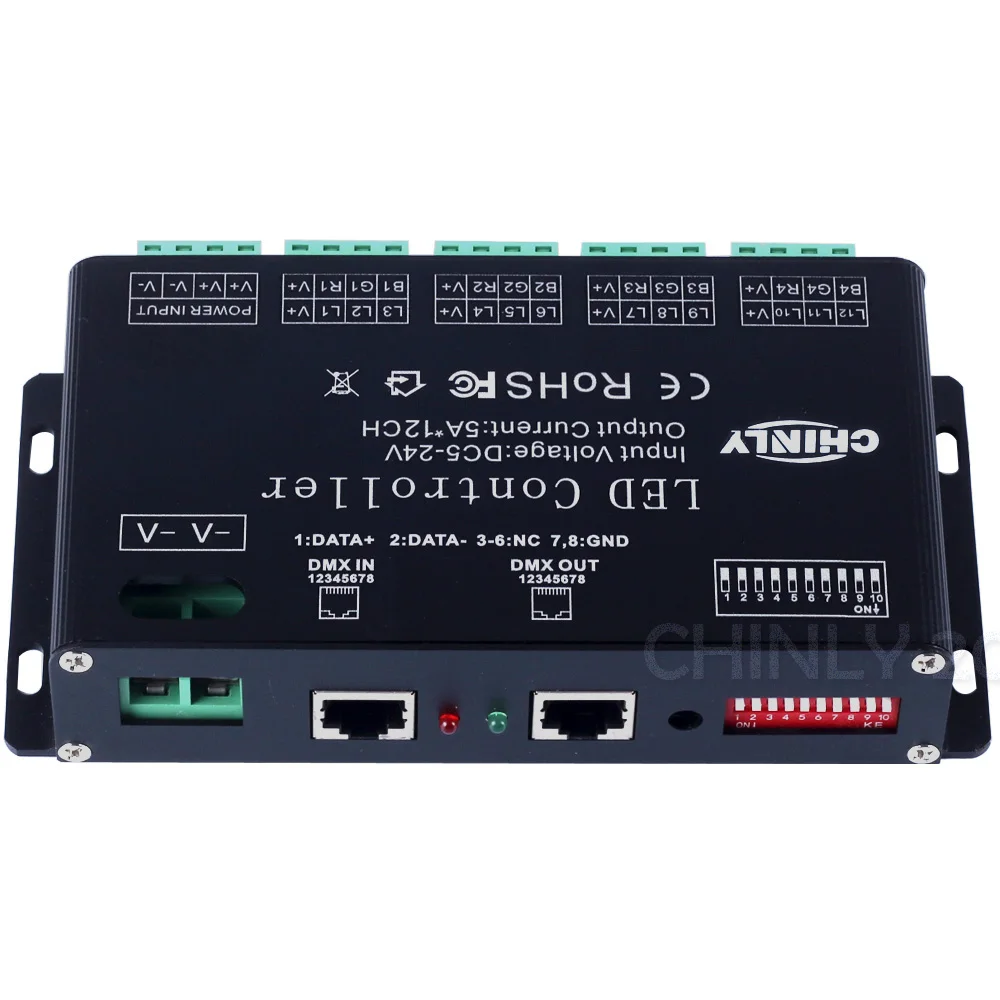 DC5V-24V 12 Channels DMX 512 RGB LED Strip Controller DMX Decoder Dimmer Driver Use for LED Strip Module