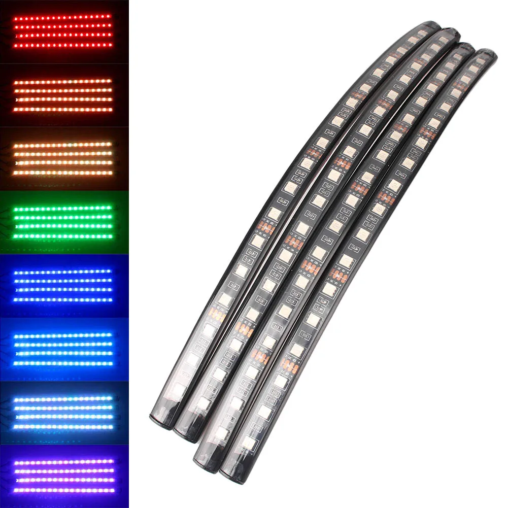 Car RGB 18 LED Strip Light LED Strip Lights Colors Car Styling Decorative Atmosphere Lamps Car Interior Light With Remote 12V