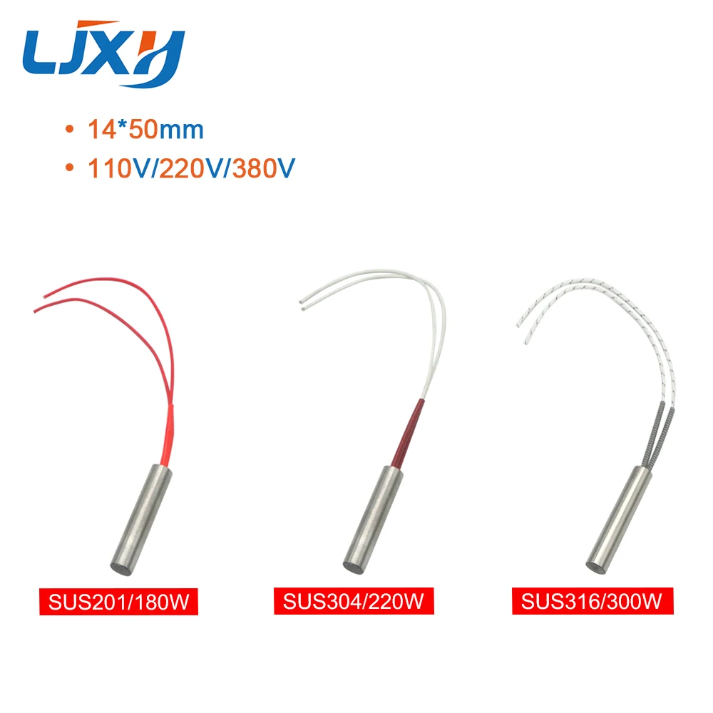 LJXH Mould Dry-Burning Heat Pipe 14x50mm Cartridge Heating Electric Element Power 180W/220W/380W AC110V/220V/300V