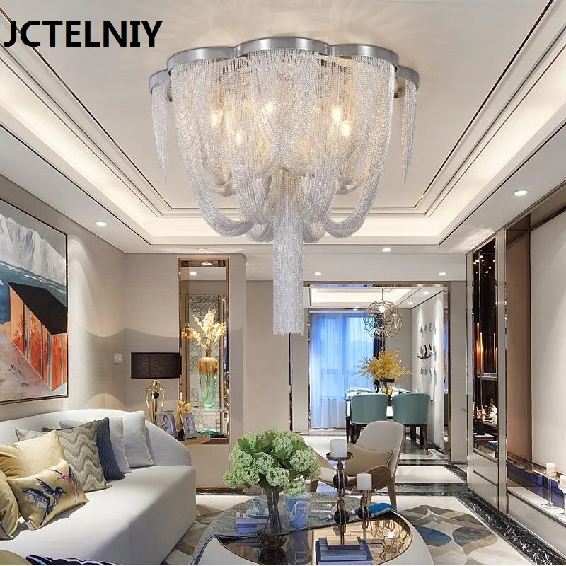 Modern light luxury tassel art personality creative meal dining room living room round led ceiling light