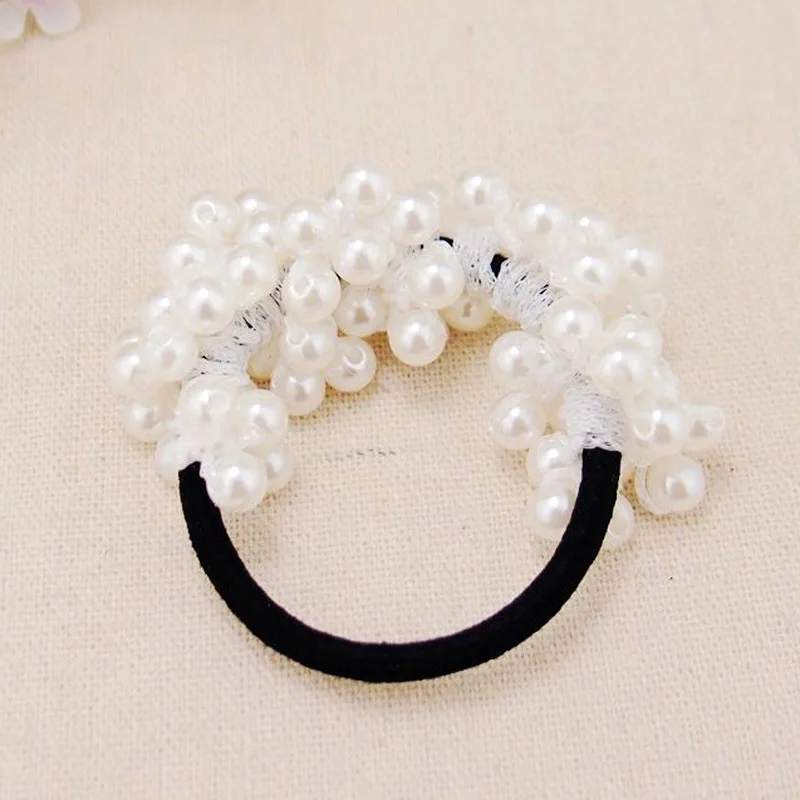 Hot Sale pearl Women Girls Seamless Hair Rope Charming Pearl Elastic Hair Bands Hair Accessories