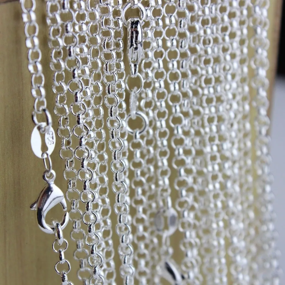 Wholesale 10pcs/lot Fashion 2.5mm Silver Plated Rolo Chain Necklace For Women 16