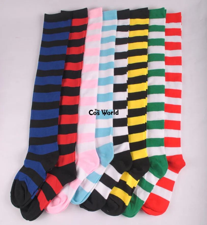 17 kleuren meisjes student herfst winter opwarming strepen kous over de knie sokken dij highs voor anime schooluniform