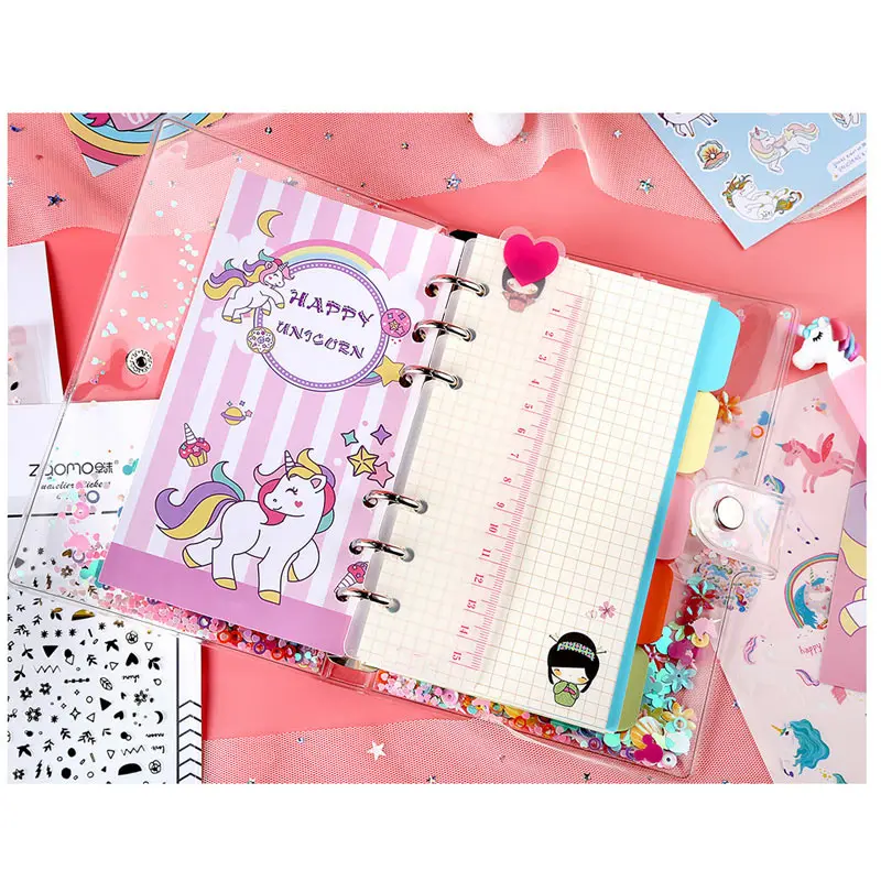 2019 Yiwi Pink A5 A6 PVC Creative Laser Binder Loose Notebook Diary Loose Leaf Note Book Planner Cover Office Supplies