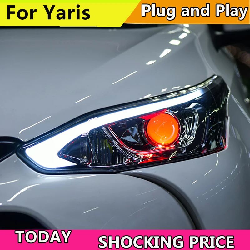 Car Styling cars Headlight For Toyota Yaris L 2016-2018 Head Lights DRL Running lights Bi-Xenon Beam Fog Lights Angel Eyes