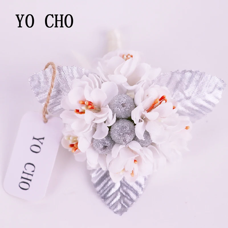 YO CHO Delicate Bestman Wedding Boutonniere Orchid Corsages Groom Pin Brooch Suit Flower Accessories Hat Decor Quinceanera Prom