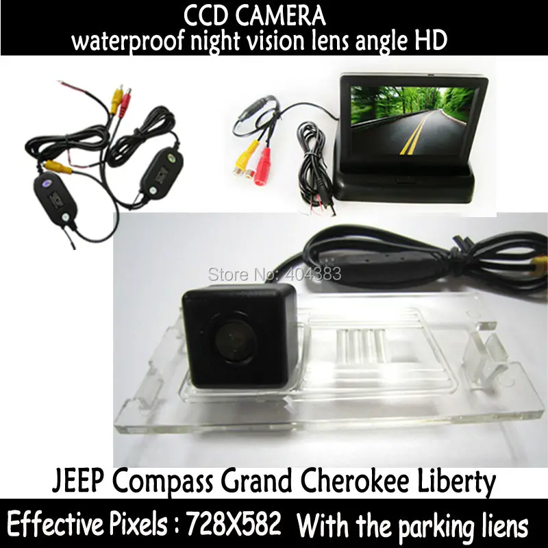 parking CCD HD Night Vision Car RearView Camera With 4.3inch Car Rearview Mirror Monitor for JEEP Compass Grand Cherokee Liberty