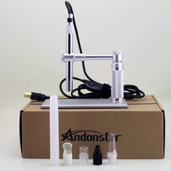 Andonstar 2MP USB Microscopio digitale 500x 8 LED HD Endoscopio Videocamera Microscopi Tubo dentato Ispezione Periscopio Lente d'ingrandimento