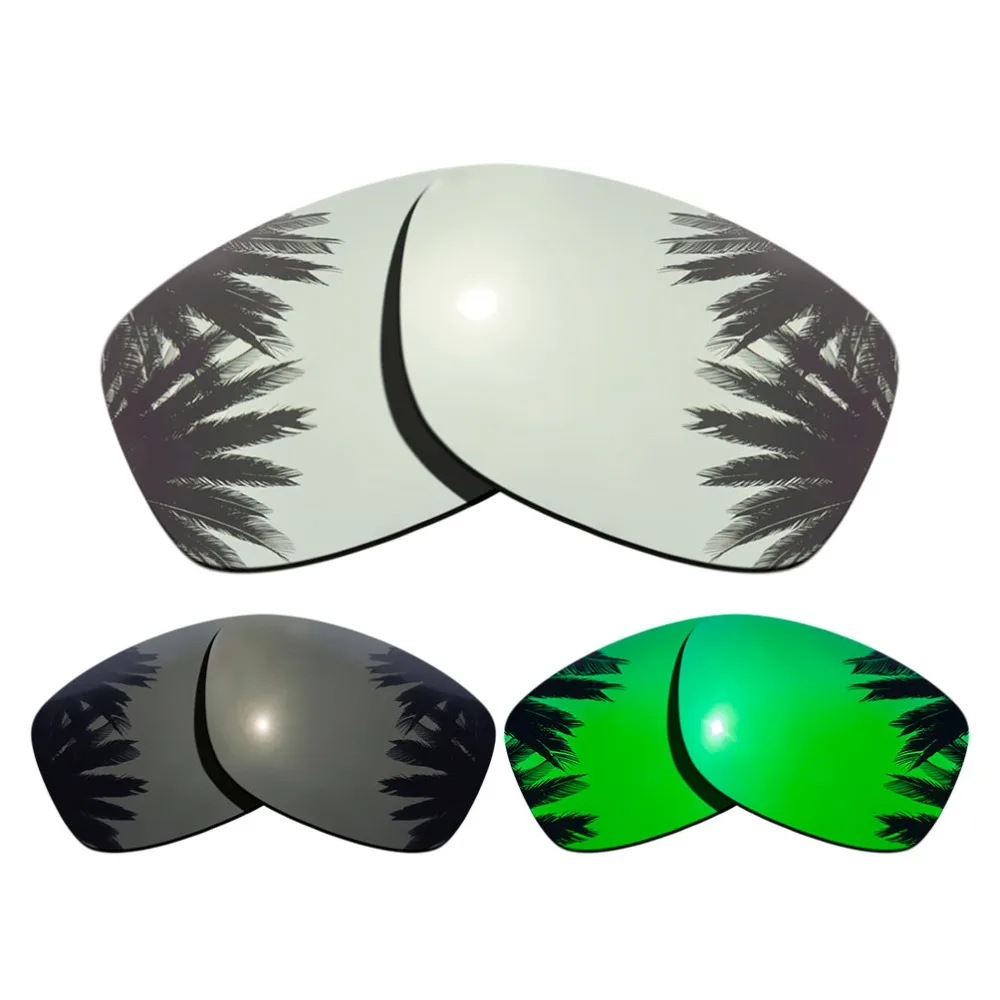 

(Silver Mirror+Black+Green Mirrored Coating) 3-Pairs Polarized Replacement Lenses for Jupiter Squared 100% UVA & UVB Protection