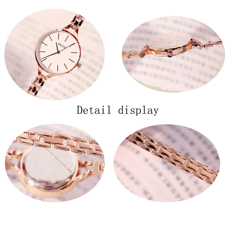 KEZZI Luxury Brand Watches Women Waterproof Stainless Steel Quartz Watch Roman Scale Multi Cutting Surface Mirror Bracelet Watch