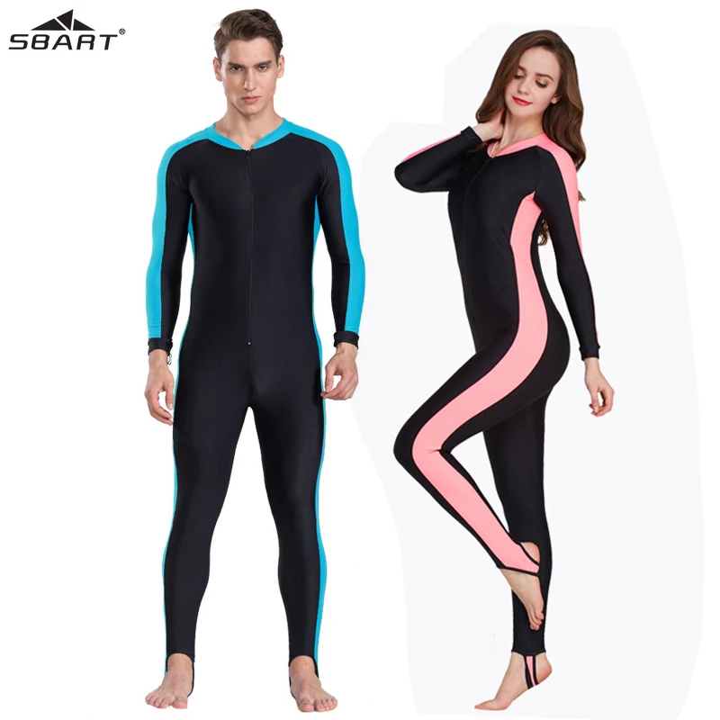 SBART UPF 50+ Lycra Diving Wetsuit anti UV One Piece Swimsuit Rash Guard Long Sleeve Swimwear Surf Suit Men Women Sun Protect