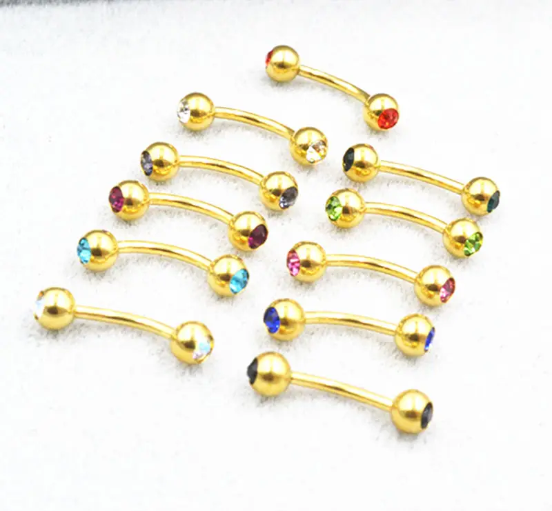 

LOT50pcs Free Shippment Body Jewelry -Crystal Eyebrow Piercing Lip Rings Curve Barbells 16g~1.2mmX8X4mm Body Piercing Jewelry