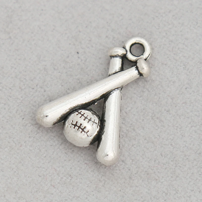 20pcs Antique Silver Color Alloy Baseball Bar Charms Sport Fitness Charms 14*19mm AAC524