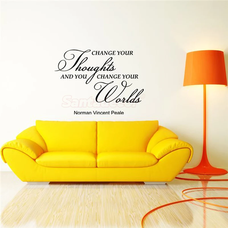 Sticker Change Your Thoughts Vinyl Wall Decor Norman Vincent Peale Art Decal Living Room Home Decor Poster House Decoration