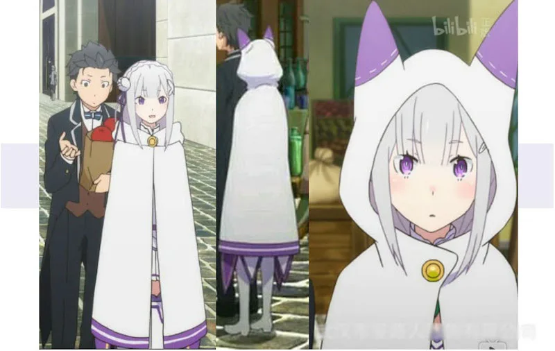 Re:Zero kara Hajimeru Isekai Seikatsu Emilia Cat Ear Cloak Casual Cape Re:Life in a Different World from Zero Cosplay Costume