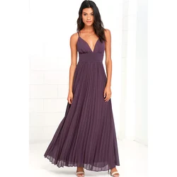2025 Summer Casual Elegant Sleeveless Maxi Party Dress Women Office Work Pleated Dresses Hot Women Clothing