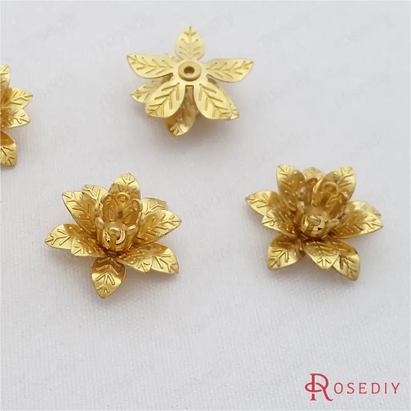 

Wholesale 15*6mm No Plated Natural Color 3D Flower Brass Beads Caps Diy Jewelry Findings Accessories 20 pieces(JM7152)