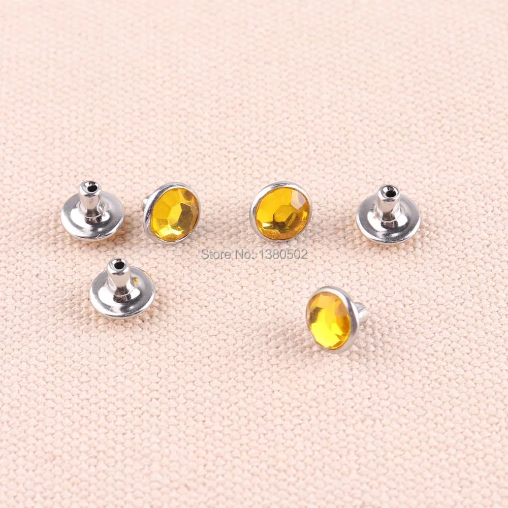 50PCS/lot 8*7mm  Crystal Top Quality Garment Rivets for Clothes Shoes Belt Leather Craft Decoration