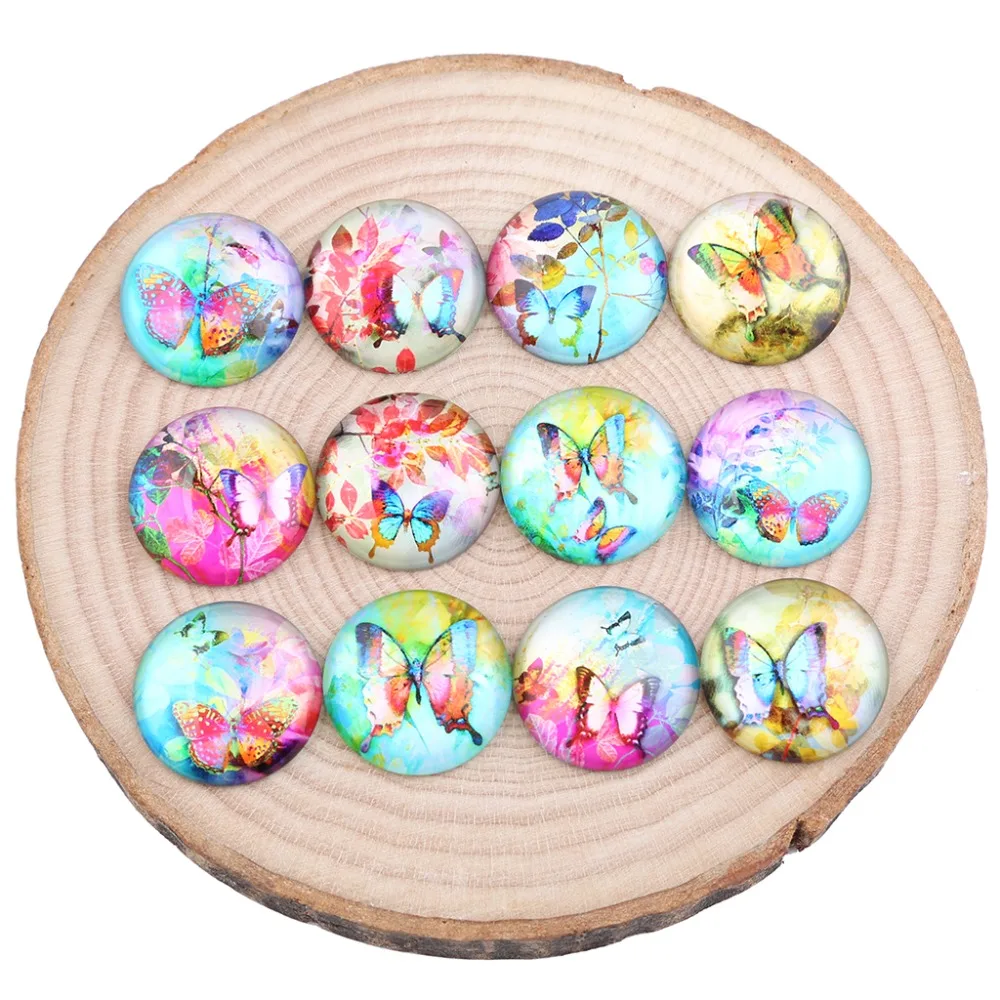 onwear mix butterfly flower photo round pendant glass cabochon 25mm 20mm 8mm 30mm 40mm diy jewelry components