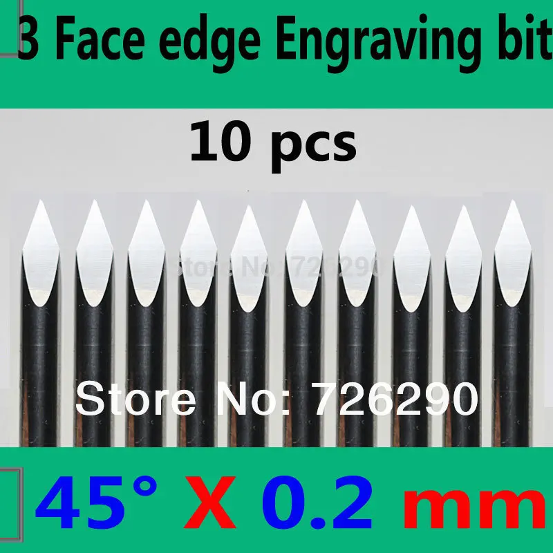 HUHAO 10pcs 3.175mm Dia 45 Angle 0.2mm Tip 3 Edge Carbide Woodworking Tools Engraving Bits for CNC Router Machine