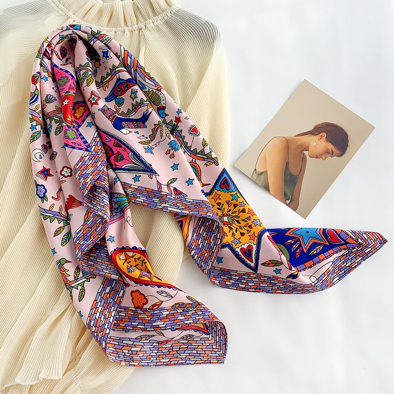 New fashion scarf for ladies Leaves printing 90*90 scarf shawl decorative headscarf Variety professional shawl hot sale