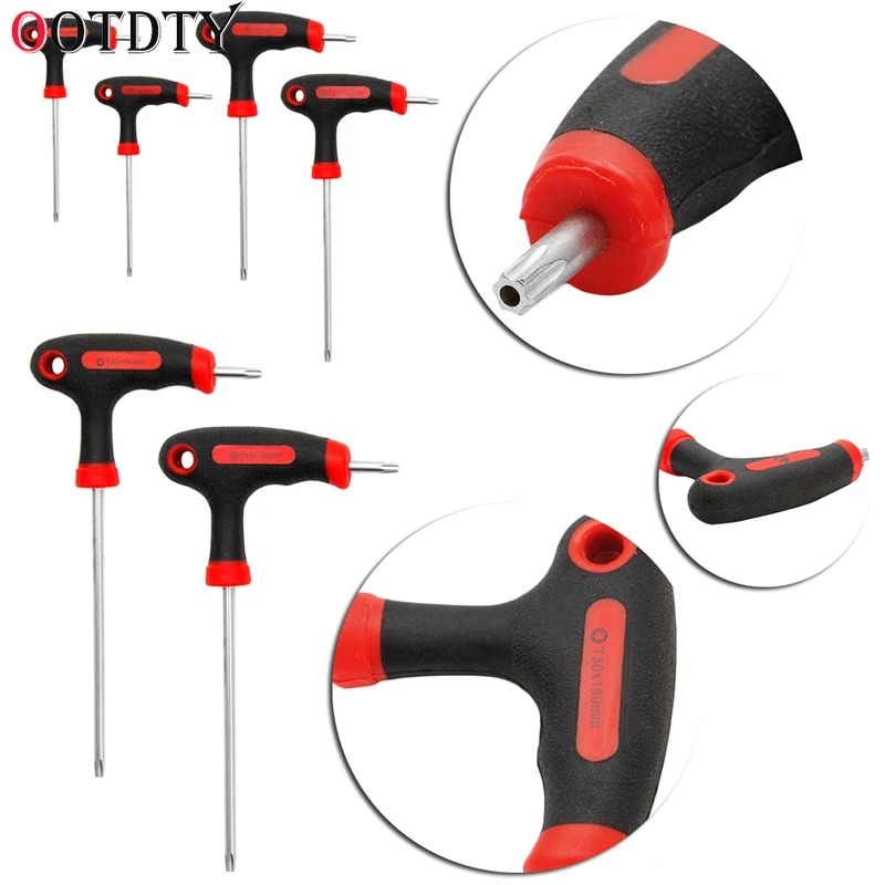 OOTDTY T-Handle Grip Torx & Hex Allen Key Screwdriver Driver Tool T10/T15/T20/T25/T30/T40