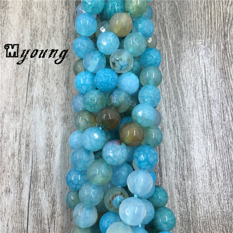 Natural Faceted Blue Fire Dragon Veins Agates Beads,Lace Crackled Agates Beads For Bracelet Or Necklace Making MY0203