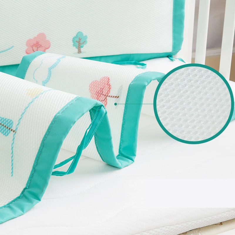 3D Mesh Fabric Breathable 4pcs Baby Bedding Bumpers Crib Protector Cushion Cotton Filling Baby Crib Bumpers Set for 4 seasons