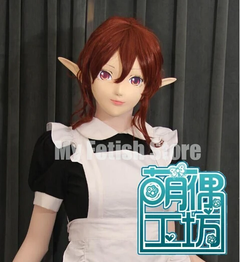 (KM11122) Super Quality Handmade Female Resin Half Face Long Ears Elf Mask Cosplay Kigurumi Mask Crossdresser Doll