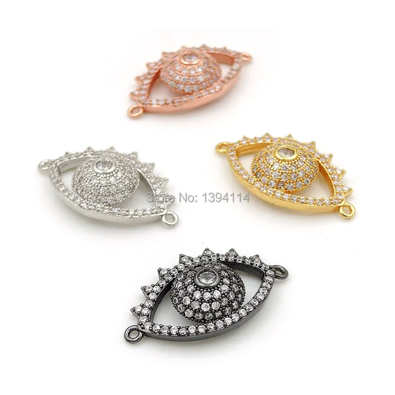 25*14*5mm Micro Pave Clear CZ Lively Eye Connector Fit For Women As DIY Bracelets Accessory