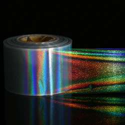 Rollo de láminas holográficas para uñas, lámina de transferencia para arte de uñas, transparente, láser, forma de vidrio roto, 4cm x 100m, 1 rollo