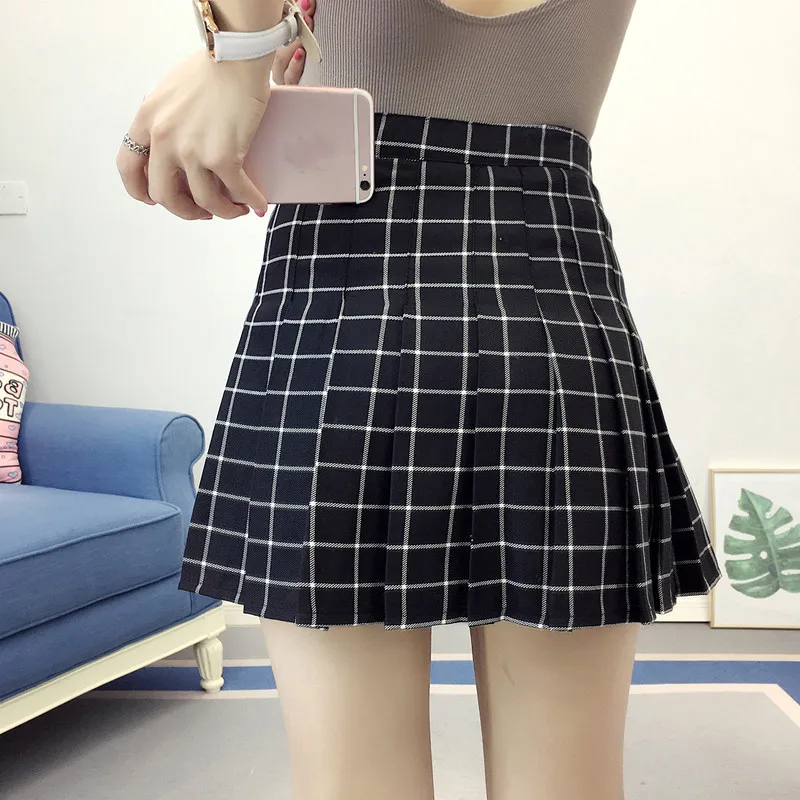 Plaid Rock Frauen Elegante Halb Plissee Mini Röcke Hohe Taille Casual Schule Uniformen Mädchen Plaids Plissee Röcke Sommer Stil