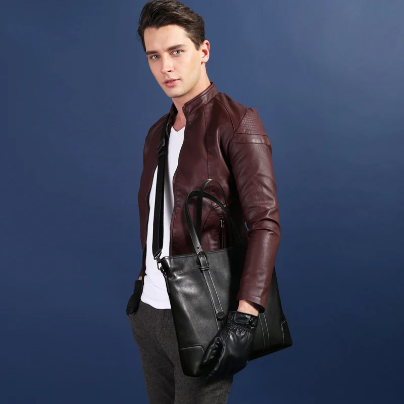 Fashion Men Messenger Bags Full Grain Head Cowhide Business Briefcases Soft Genuine Leather Single Shoulder & Handbags (XW80802)