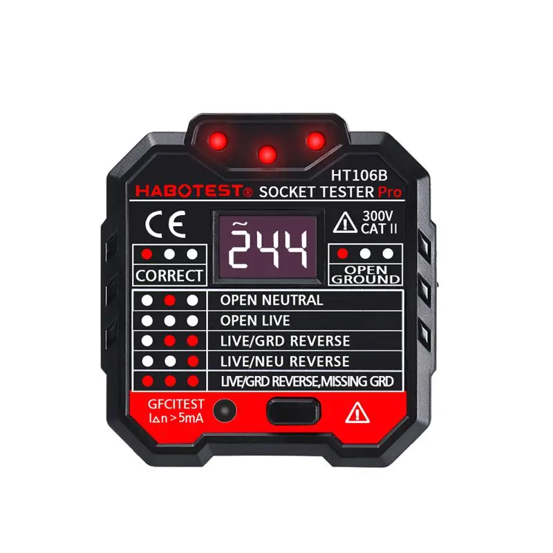 Digital Display Socket Tester Electric Circuit Polarity Phase Voltage Detector Wall EU US UK Plug Breaker Finder Outlet Tester