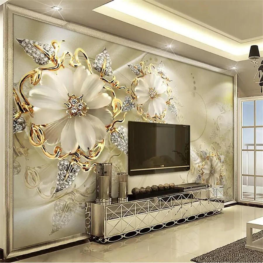 

beibehang Custom wallpaper papel de parede 3d photo mural stereo gold jewelry flower European court wind background wall paper