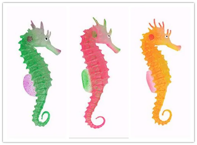 Fashion Hot Environmental and friendly Luminous Sea Horse Hippocampus Aquarium silicone Fish Tank Decoration