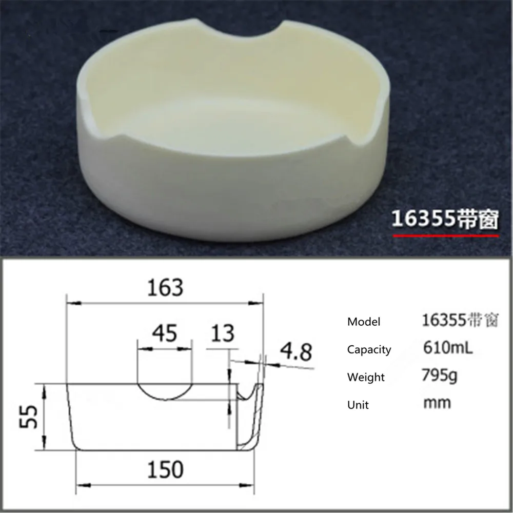 

99.5% Cylindrical corundum crucible/610ml 16355 With window/Temperature resistance 1600 degree / sintered ceramic crucibl