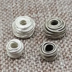 2 Thai Karen Hill Tribe Silver Wired Spacer Beads 6mm 9mm for Bracelet Necklace