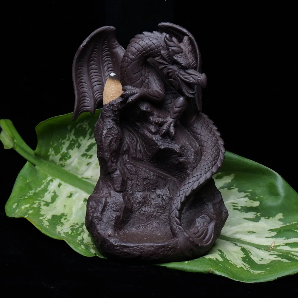 Ceramic Backflow Incense Burner Dragon Pterosaur Creative Home Garden Bed living room Office Decor Buddha Statue Gift